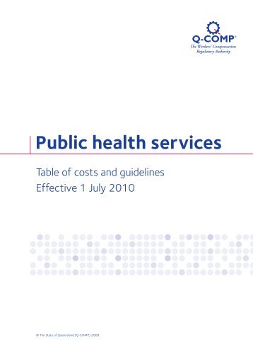 Public health services fee schedule from 1 July 2010 - Q-Comp