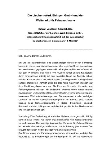 Die Liebherr-Werk Ehingen Gmbh und der Weltmarkt für - Vertikal.net