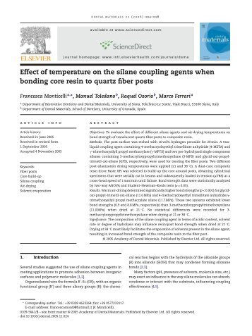 Effect of temperature on the silane coupling agents when bonding ...