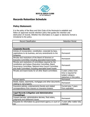 Records Retention Policy