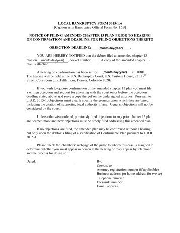 local bankruptcy form 3015-1.6 - notice of filing amended chapter 13 ...