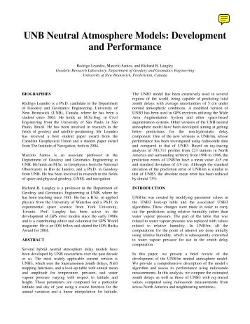 UNB Neutral Atmosphere Models - University of New Brunswick