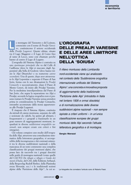 L'orografia delle Prealpi Varesine e delle aree - CCIAA di Varese