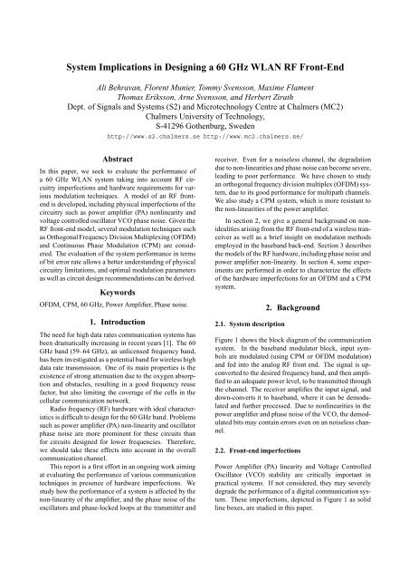 System Implications in Designing a 60 GHz WLAN RF Front-End