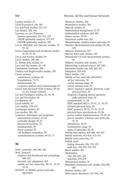 Wireless Ad Hoc and Sensor Networks