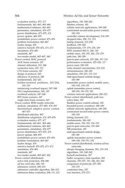 Wireless Ad Hoc and Sensor Networks