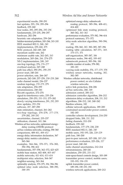 Wireless Ad Hoc and Sensor Networks