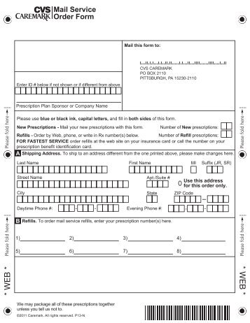 Mail Service Order Form - Capital Blue Cross