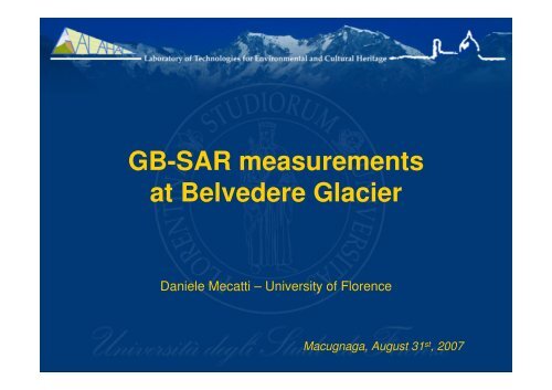 GB-SAR measurements at Belvedere Glacier