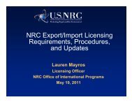 NRC Export/Import Licensing Requirements, Procedures, and Updates