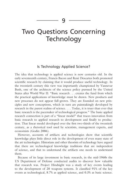 Two questions concerning technology