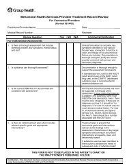 Provider Treatment Record Review - Group Health Cooperative