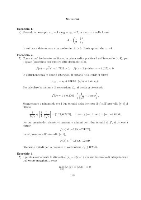 Esercizi svolti di esame ed esonero - Dipartimento di Matematica