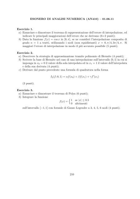 Esercizi svolti di esame ed esonero - Dipartimento di Matematica