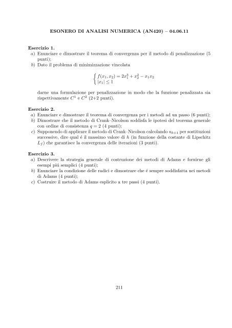 Esercizi svolti di esame ed esonero - Dipartimento di Matematica