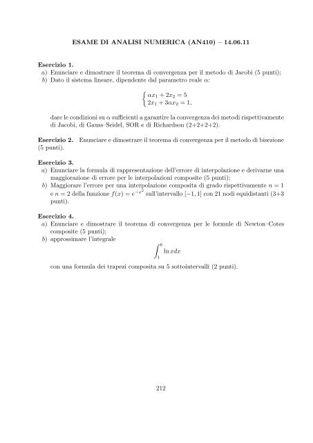 Esercizi svolti di esame ed esonero - Dipartimento di Matematica