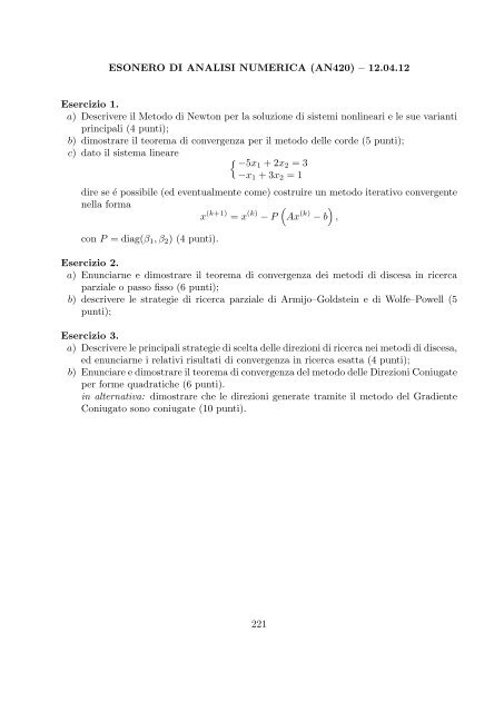 Esercizi svolti di esame ed esonero - Dipartimento di Matematica