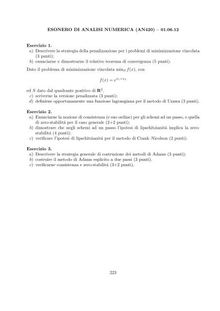 Esercizi svolti di esame ed esonero - Dipartimento di Matematica