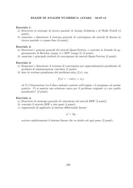 Esercizi svolti di esame ed esonero - Dipartimento di Matematica