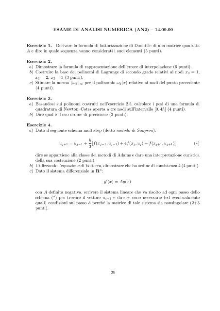 Esercizi svolti di esame ed esonero - Dipartimento di Matematica