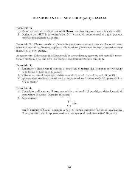 Esercizi svolti di esame ed esonero - Dipartimento di Matematica