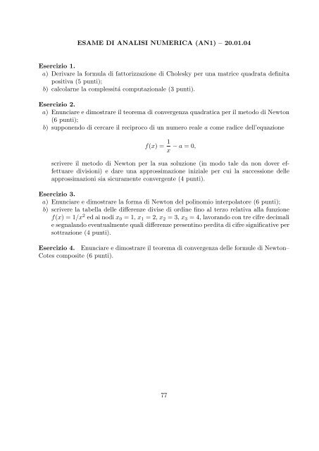 Esercizi svolti di esame ed esonero - Dipartimento di Matematica