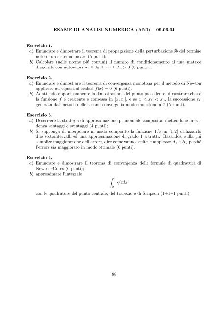 Esercizi svolti di esame ed esonero - Dipartimento di Matematica