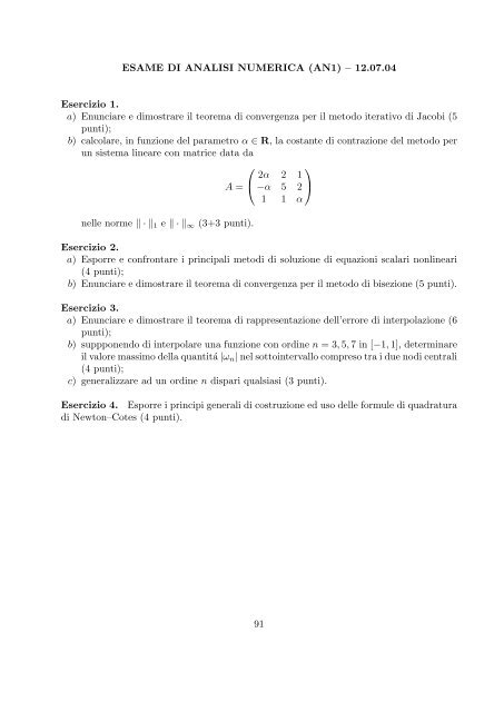 Esercizi svolti di esame ed esonero - Dipartimento di Matematica