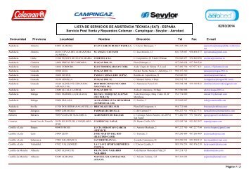 26/06/2013 LISTA DE SERVICIOS DE ASISTENCIA ... - Campingaz