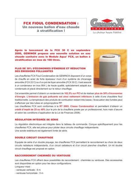 Fcx Fioul Condensation Geminox