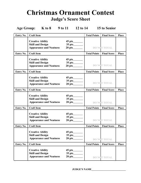 criteria for christmas presentation