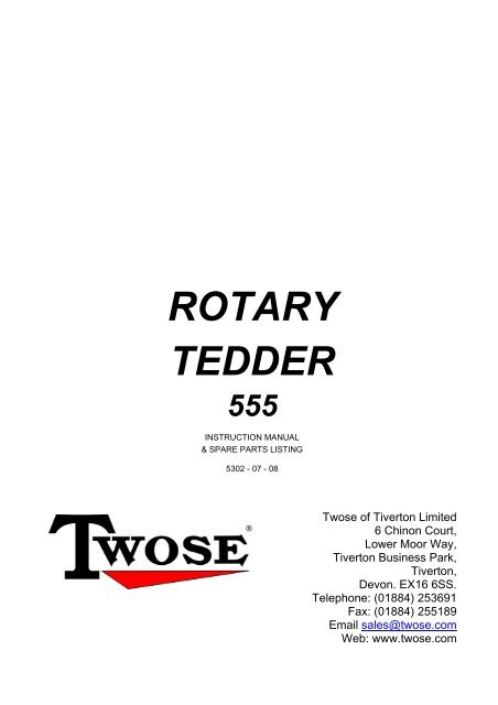 Twose Rotary Tedder (RT555) - Early Models (Flat Tine Arms)