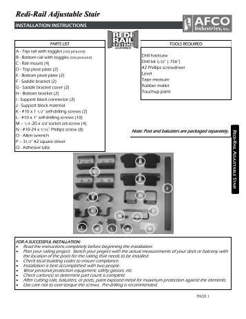 Redi Rail Adjustable Stair - AFCO Industries, Inc.