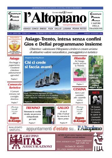 Asiago-Trento, intesa senza confini Gios e Dellai - Giornale dell ...