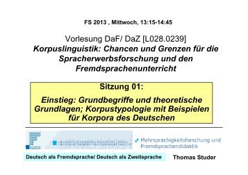 Vorlesung DaF/ DaZ [L028.0239] Korpuslinguistik ... - Moodle 2