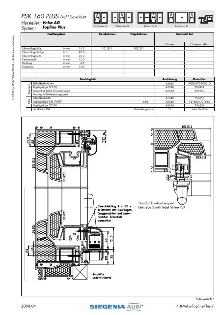 PSK 160 PLUS Profil Datenblatt