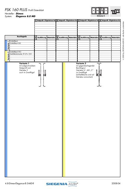 PSK 160 PLUS Profil Datenblatt