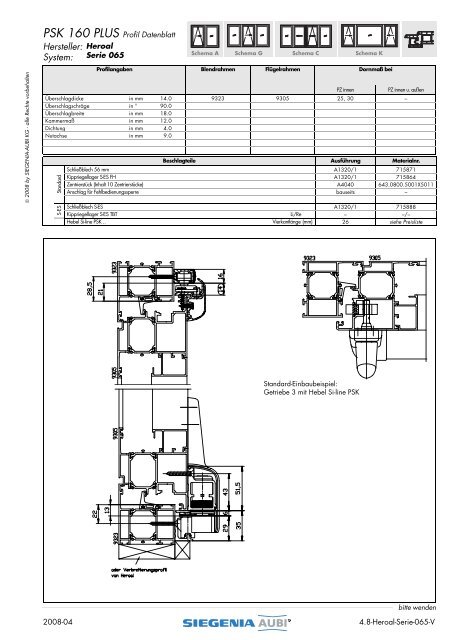 PSK 160 PLUS Profil Datenblatt