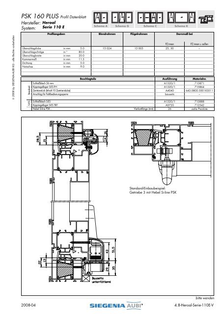 PSK 160 PLUS Profil Datenblatt