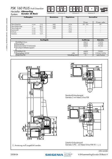 PSK 160 PLUS Profil Datenblatt