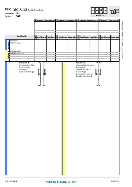 PSK 160 PLUS Profil Datenblatt