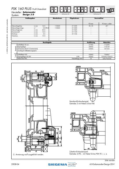 PSK 160 PLUS Profil Datenblatt