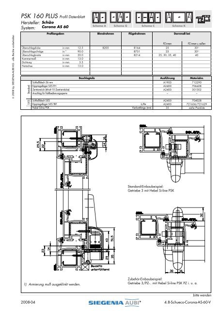 PSK 160 PLUS Profil Datenblatt