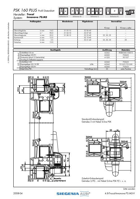 PSK 160 PLUS Profil Datenblatt