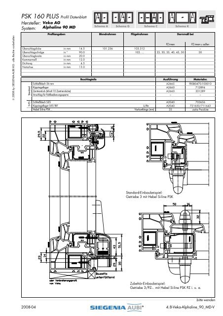 PSK 160 PLUS Profil Datenblatt