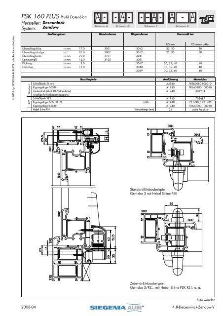 PSK 160 PLUS Profil Datenblatt