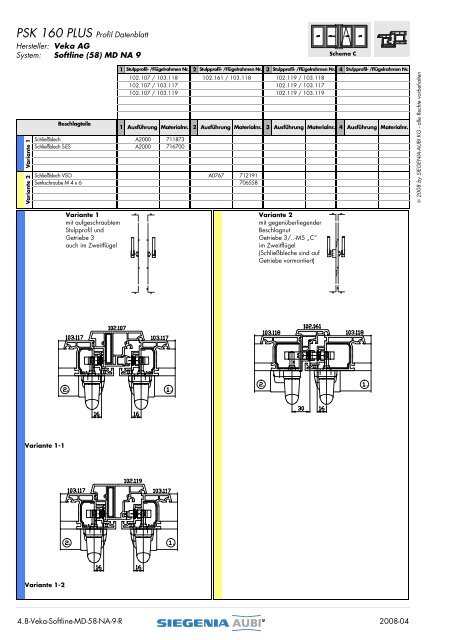 PSK 160 PLUS Profil Datenblatt