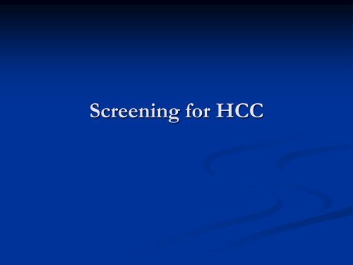 Screening for hepatocellular carcinoma - IAGH