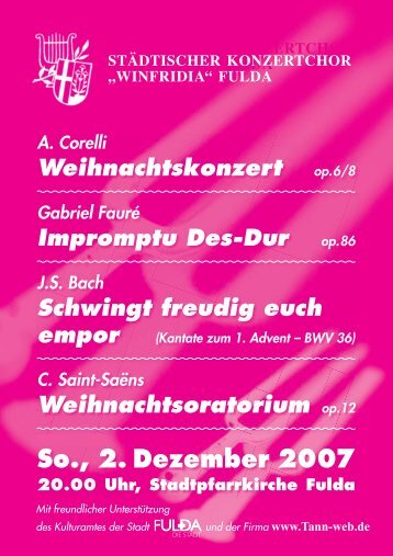 So., 2. Dezember 2007 - Städtischer Konzertchor Winfridia Fulda