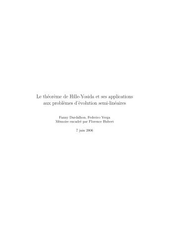 Le thÃ©orÃ¨me de Hille-Yosida et ses applications aux ... - LATP